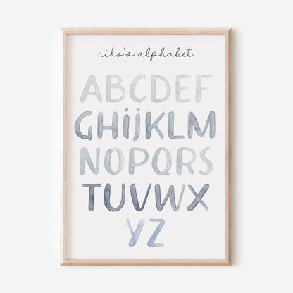 Personalised Watercolour Alphabet Print