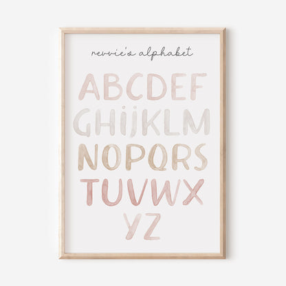 Personalised Watercolour Alphabet Print