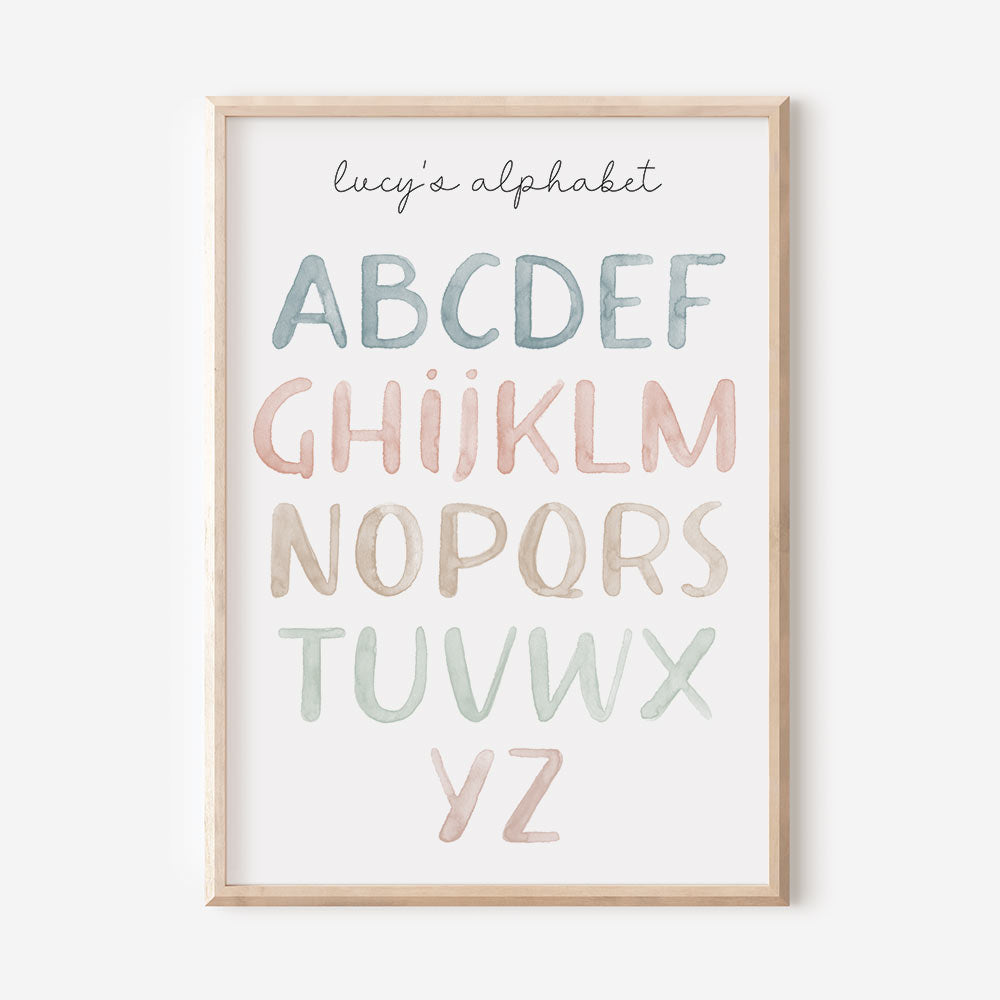 Personalised Watercolour Alphabet Print