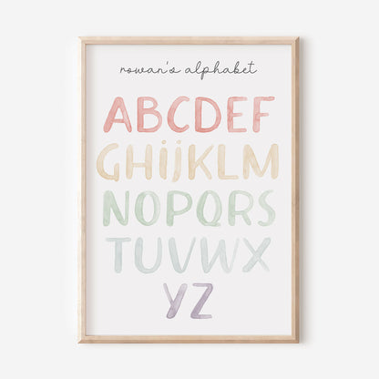 Personalised Watercolour Alphabet Print