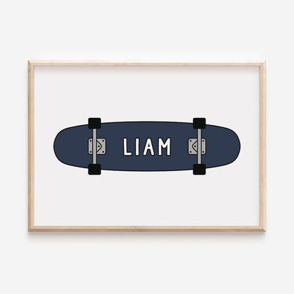 Skateboard Child's Name Print Keepsake - Dark Blue - At The Helm NZ