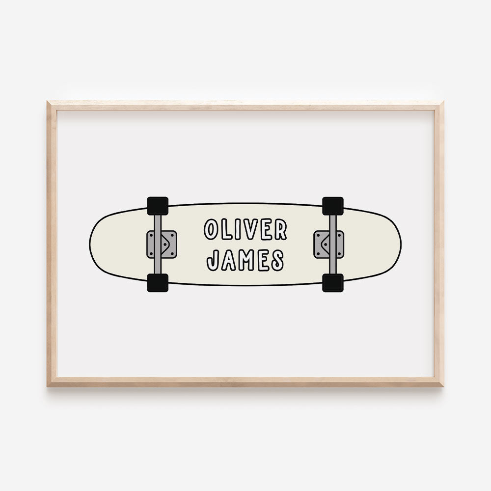 Skateboard Child's Name Print Keepsake - Cream - At The Helm NZ