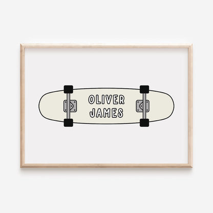 Skateboard Child's Name Print Keepsake - Cream - At The Helm NZ