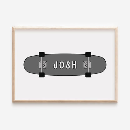 Skateboard Child's Name Print Keepsake - Grey - At The Helm NZ