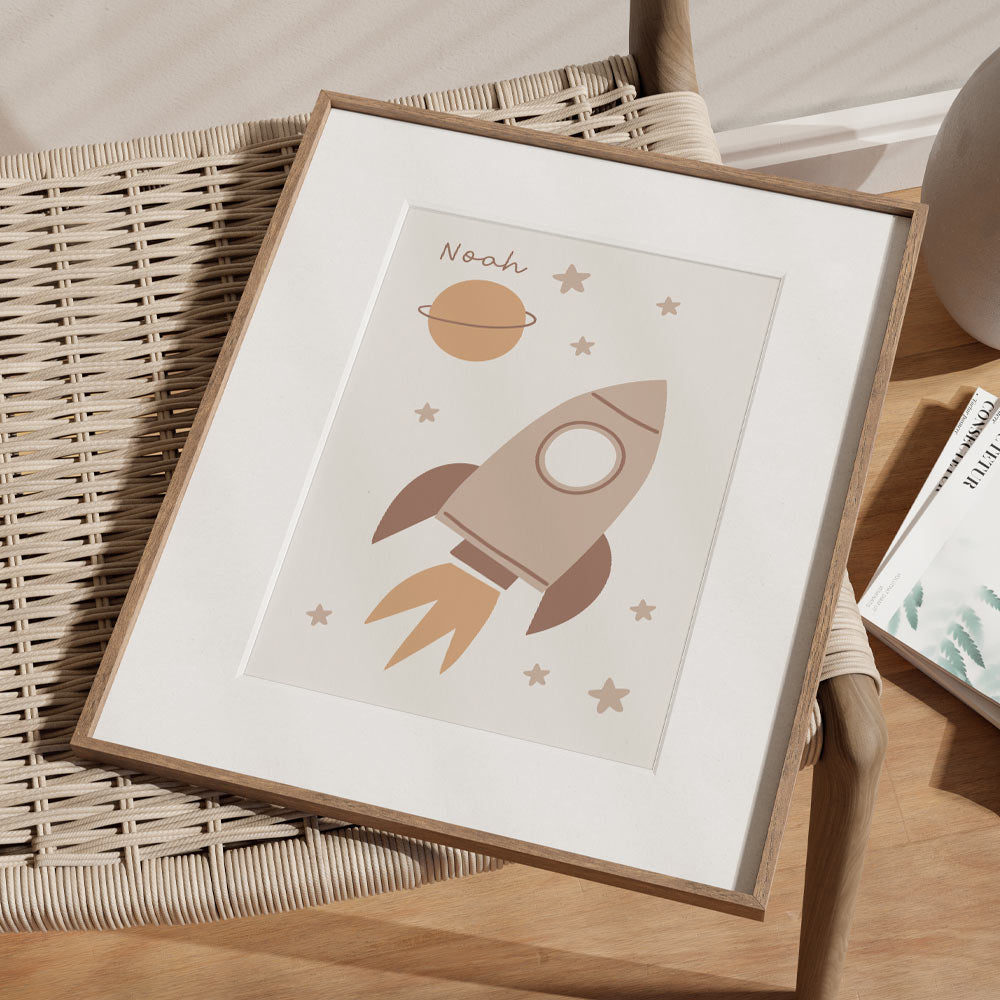 Children's Space Adventure Name Print - Nursery Wall Art - At The Helm NZ