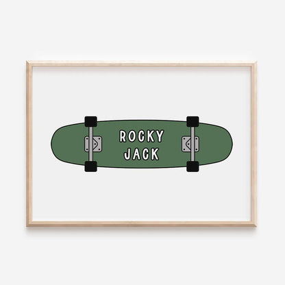 Skateboard Child's Name Print Keepsake - Green - At The Helm NZ