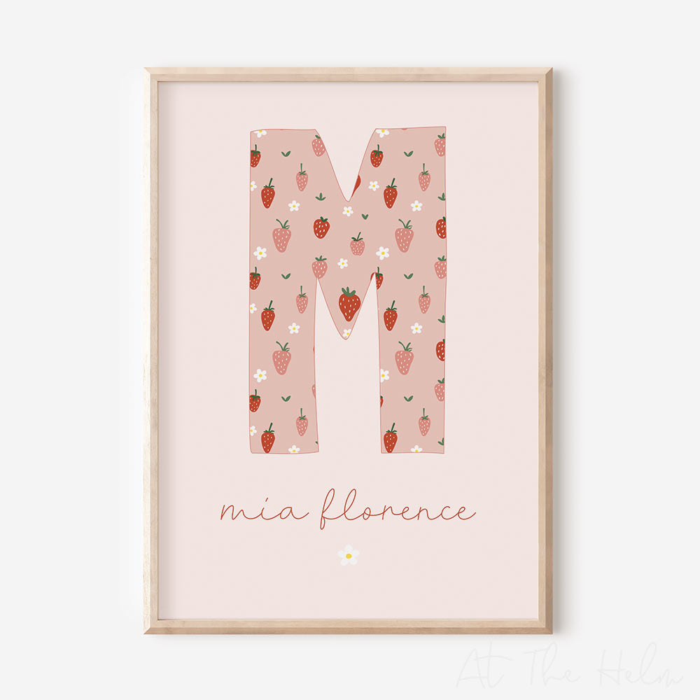 Strawberry Initial Name Print