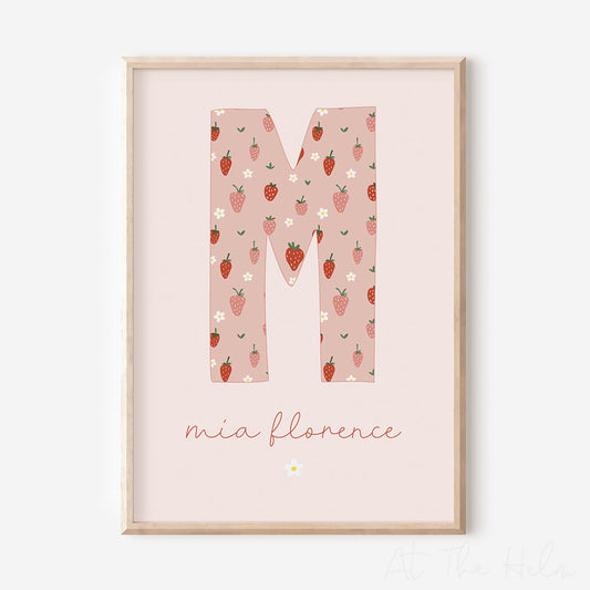 Strawberry Initial Name Print