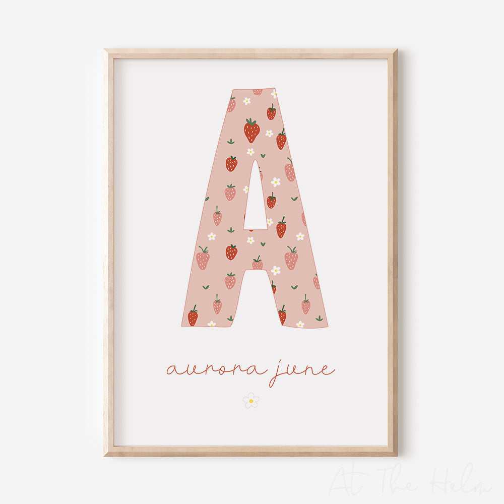 Strawberry Initial Name Print