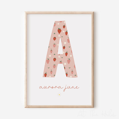 Strawberry Initial Name Print