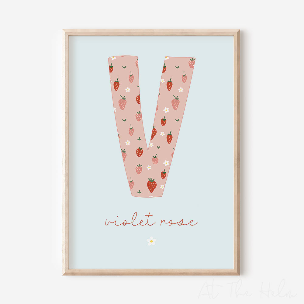 Strawberry Initial Name Print