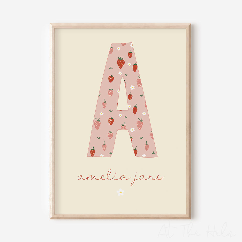 Strawberry Initial Name Print