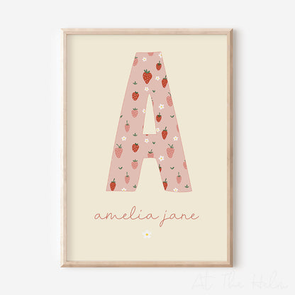 Strawberry Initial Name Print