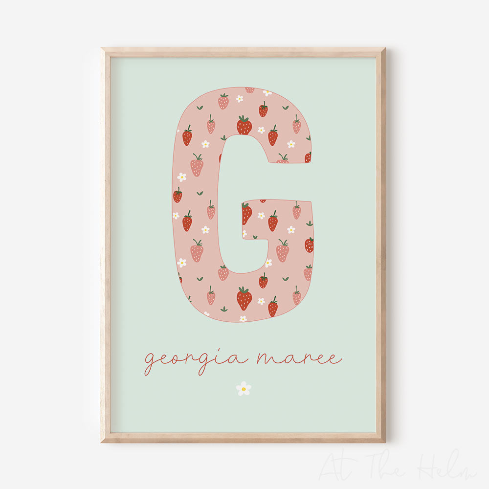 Strawberry Initial Name Print