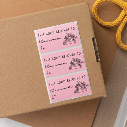 Personalised "This Book Belongs To" Book Stickers - Floral Stack