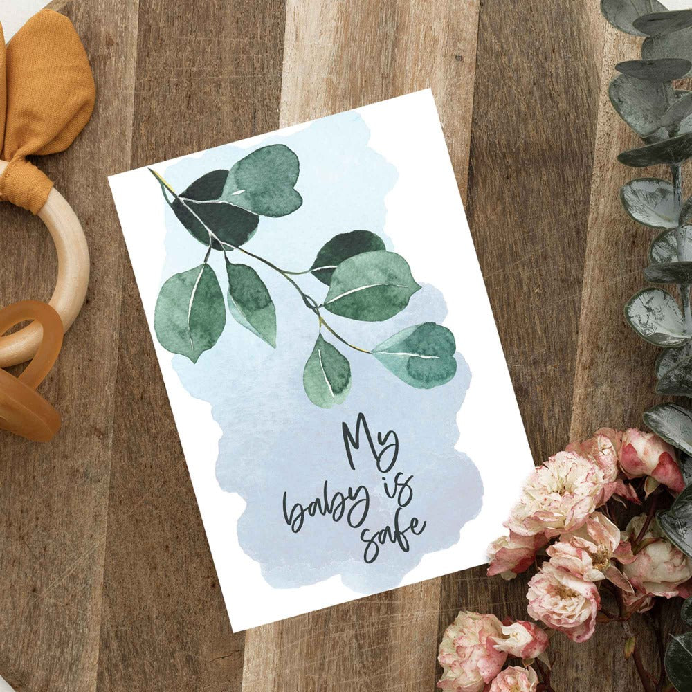 Eucalyptus and Watercolour Printable birth affirmations pdf digital download - At The Helm NZ