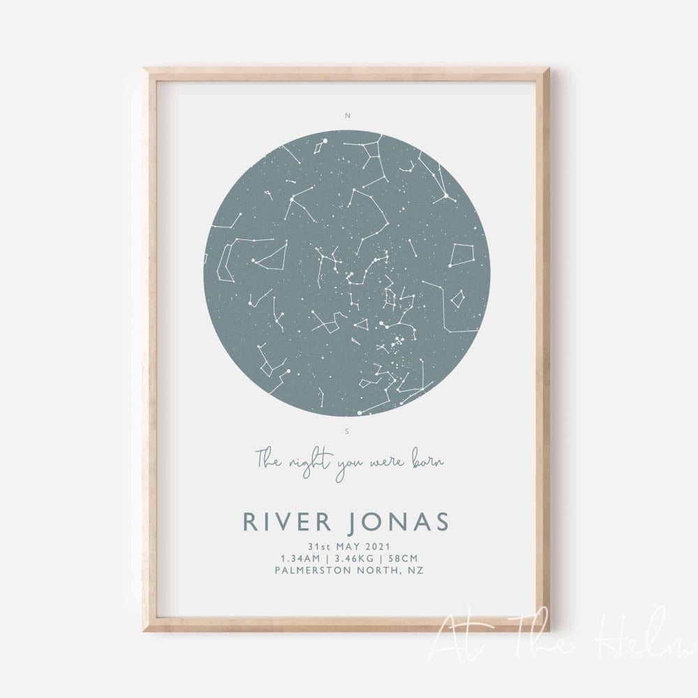 Birth Detail Star Map Print - At The Helm