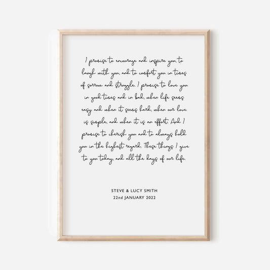 Custom Wedding Vows Print - At The Helm