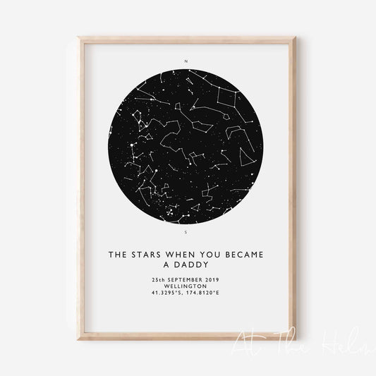 Father's Star Map Print - At The Helm