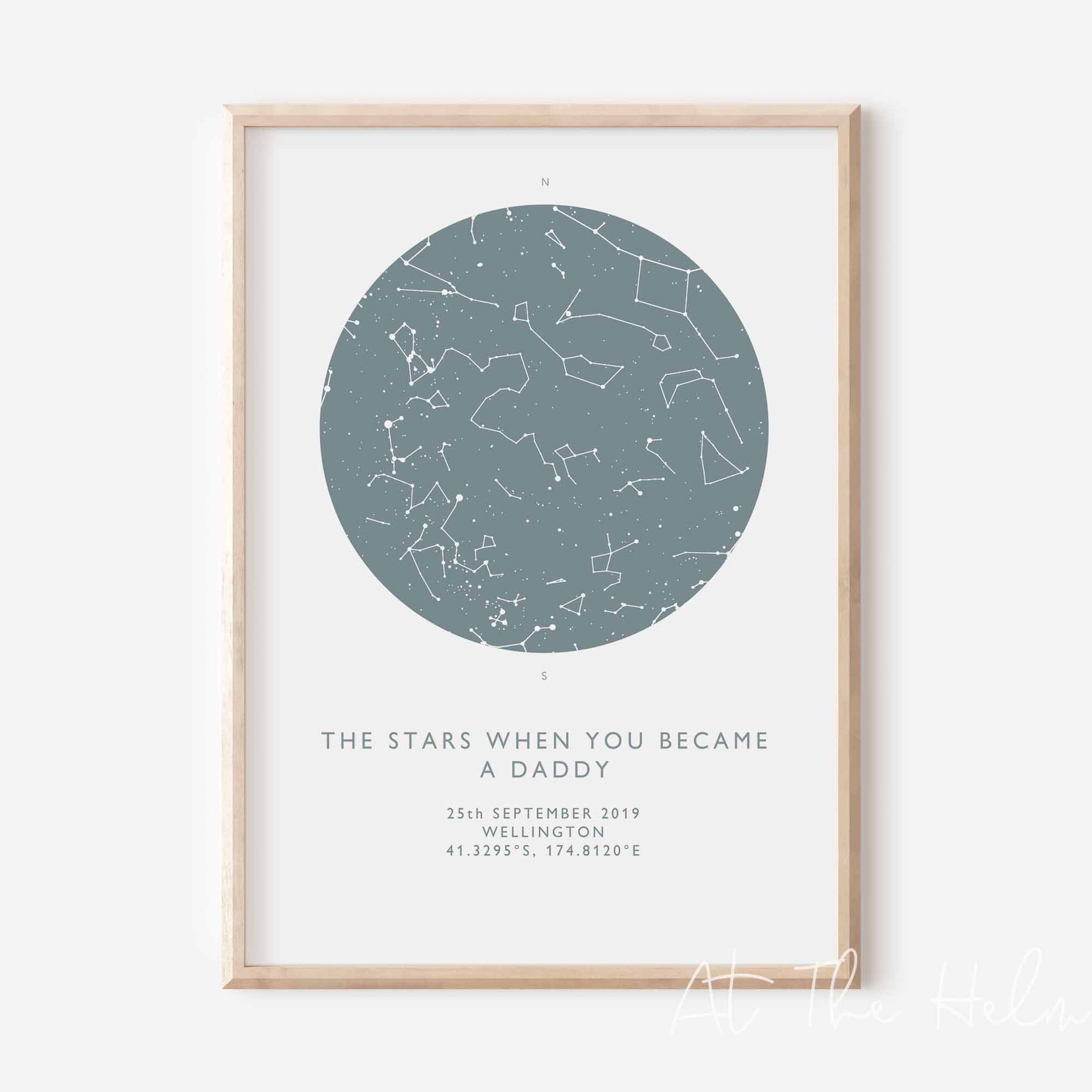 Father's Star Map Print - At The Helm