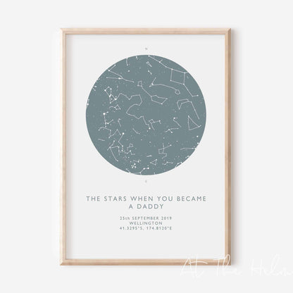 Father's Star Map Print - At The Helm