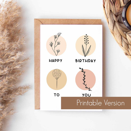 Printable "Happy Birthday To You" Greeting Card - Instant Digital Download