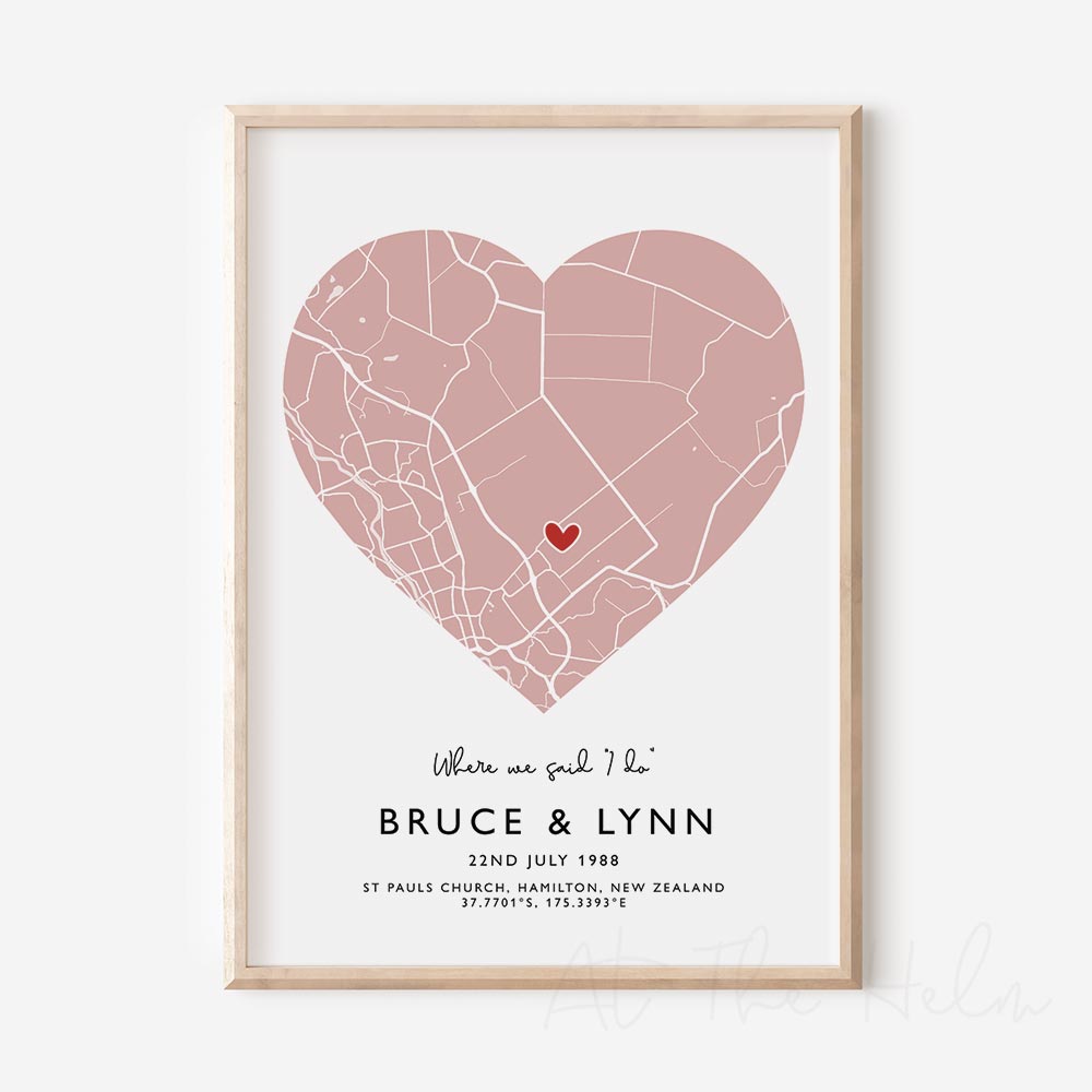 Couples Heart Location Map Print