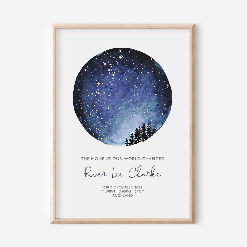 Watercolour Star Map Print - At The Helm NZ