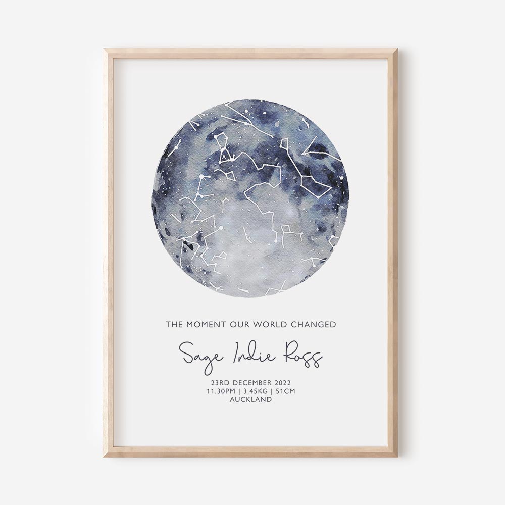 Watercolour Star Map Print - At The Helm NZ