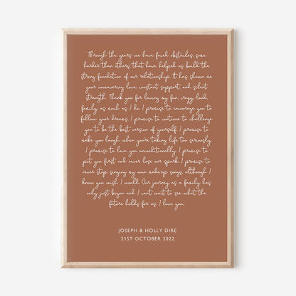 Custom Wedding Vows Print