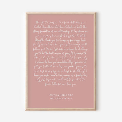 Custom Wedding Vows Print