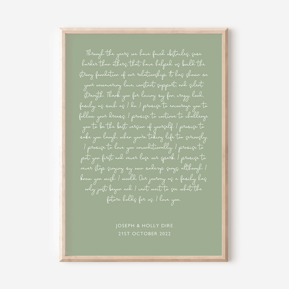 Custom Wedding Vows Print