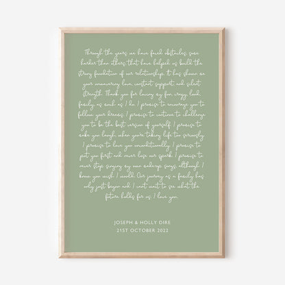 Custom Wedding Vows Print