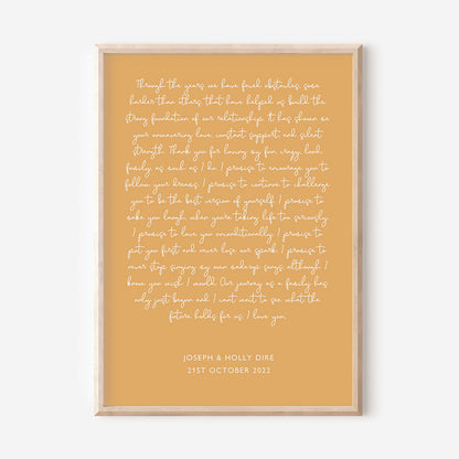 Custom Wedding Vows Print